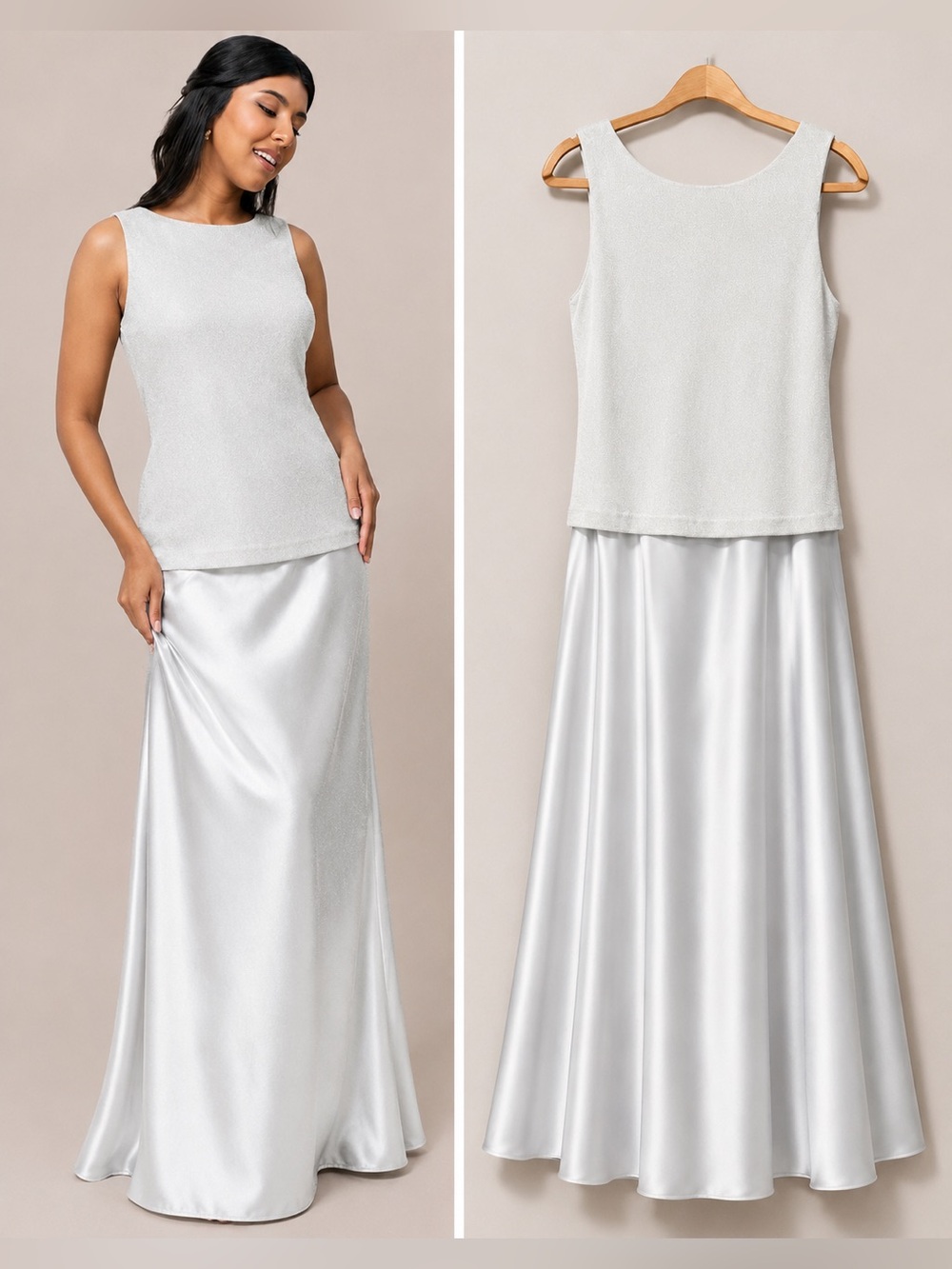 Arianna by Rachel Kaye Silver Shimmer Formal Dress Size 8 USA Made - Picture 2 of 10